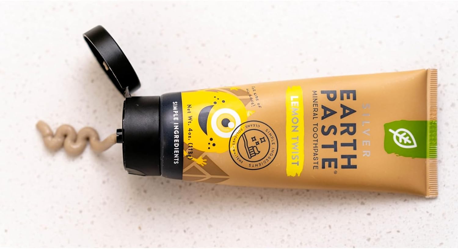Redmond Earthpaste – Pasta dental natural sin flúor, tubo de 4 onzas (paquete de 2, Lemon Twist)