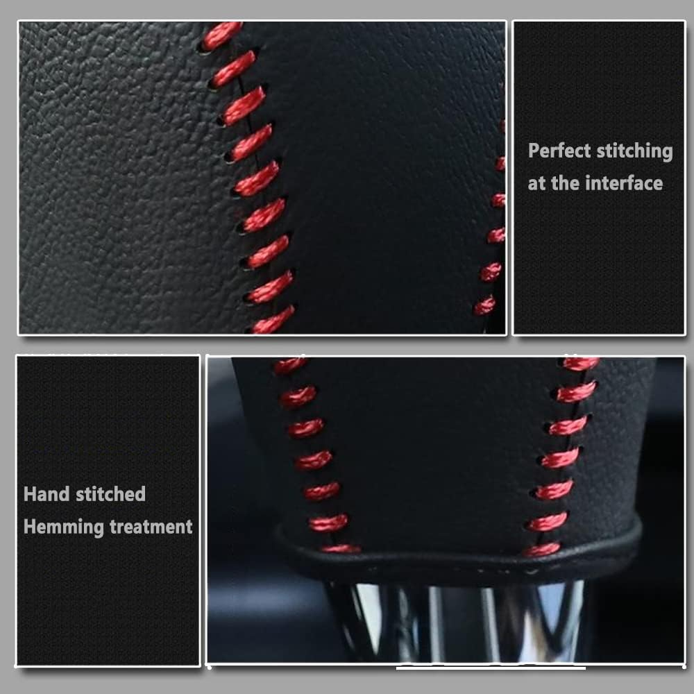 CEBAT Cubierta de la perilla de la palanca de cambios de transmisión automática, funda de cuero para Nissan Rogue 2014-2016 (puntadas beige)