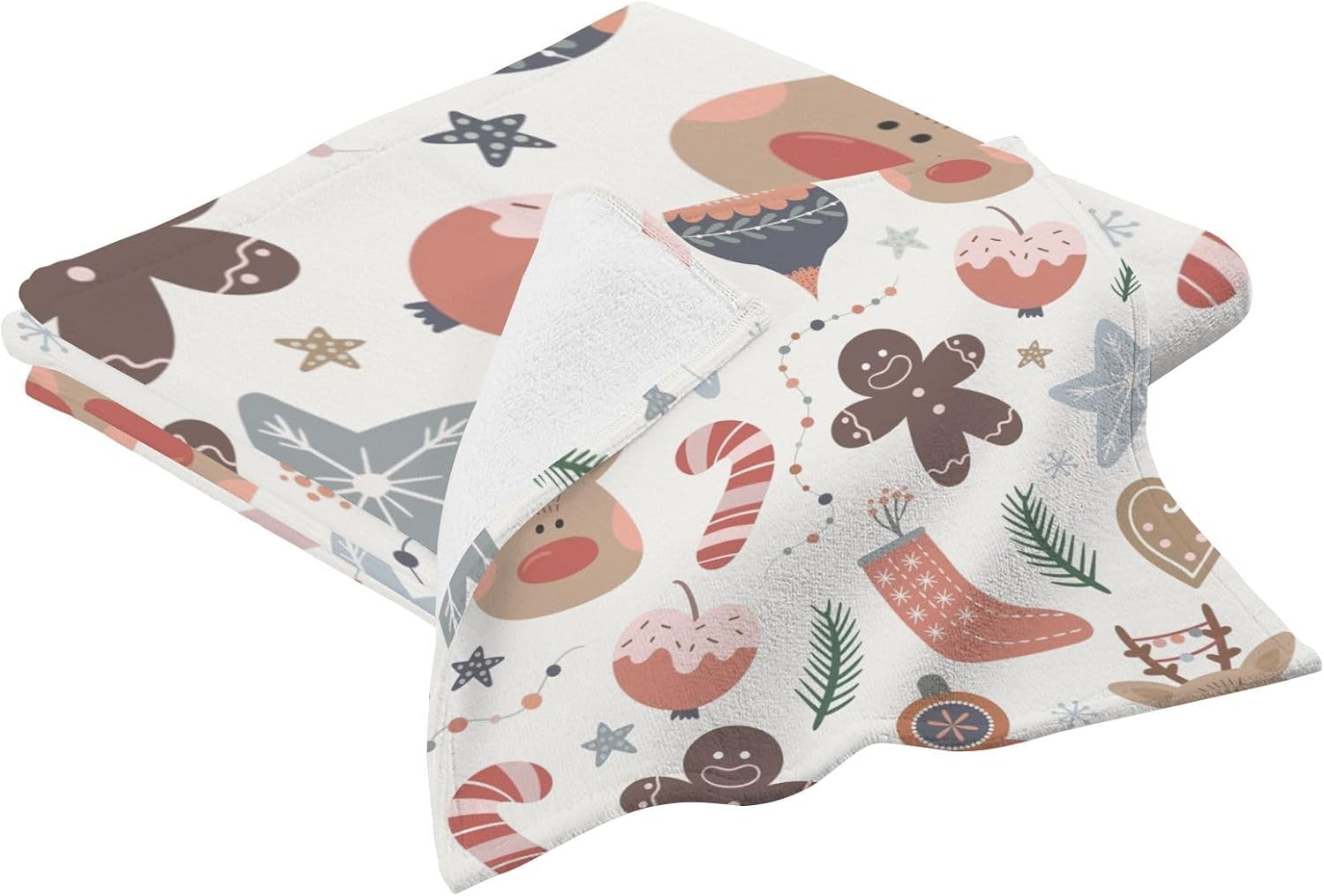 senya Bath Towel Set, Christmas Forest Animal Reindeer Gingerbread Cotton Bath Towels Soft Highly Absorbent Fast Drying for Bathroom Gym Hotel