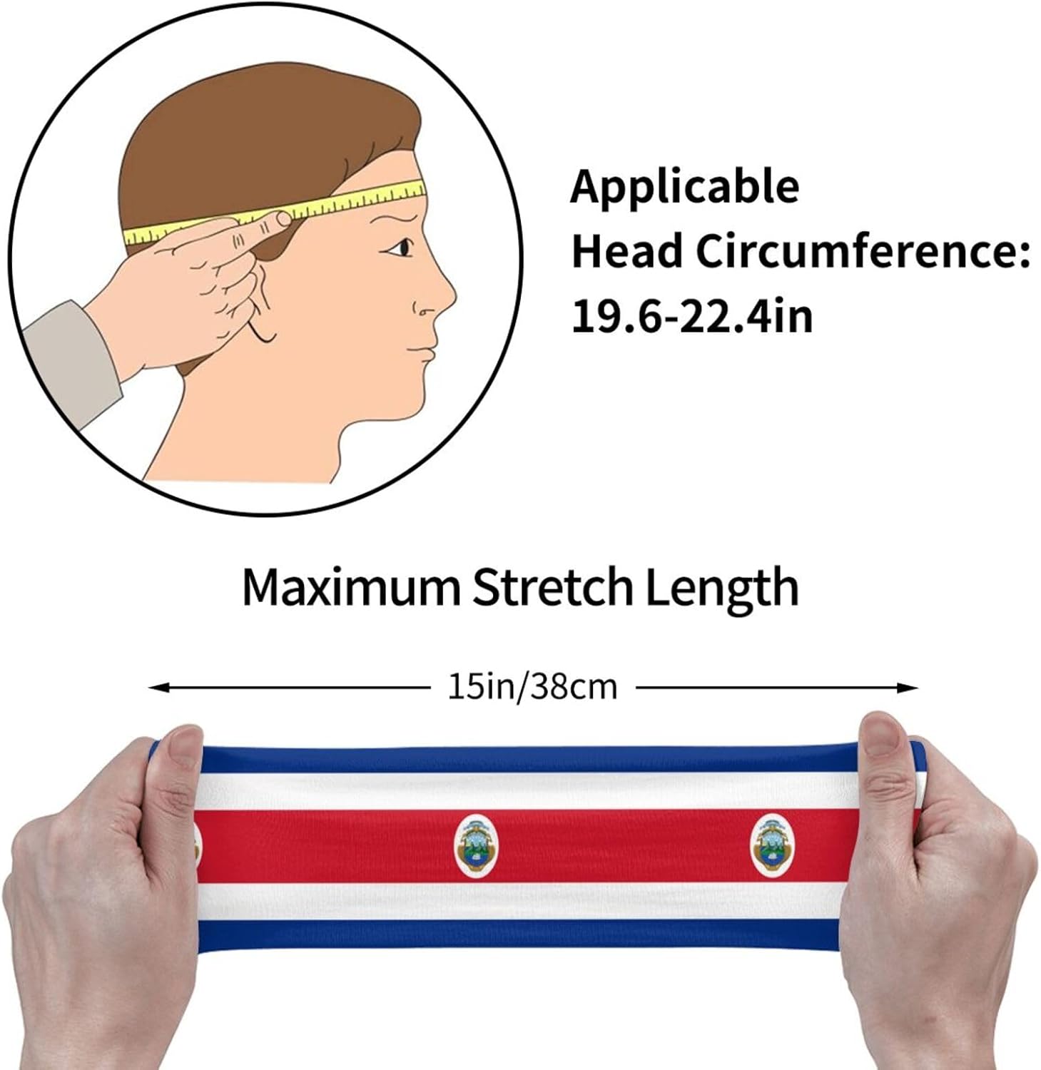 Diademas deportivas con bandera de Costa Rica para hombres y mujeres, absorbe la humedad, diademas deportivas para correr, fitness, yoga, ciclismo,