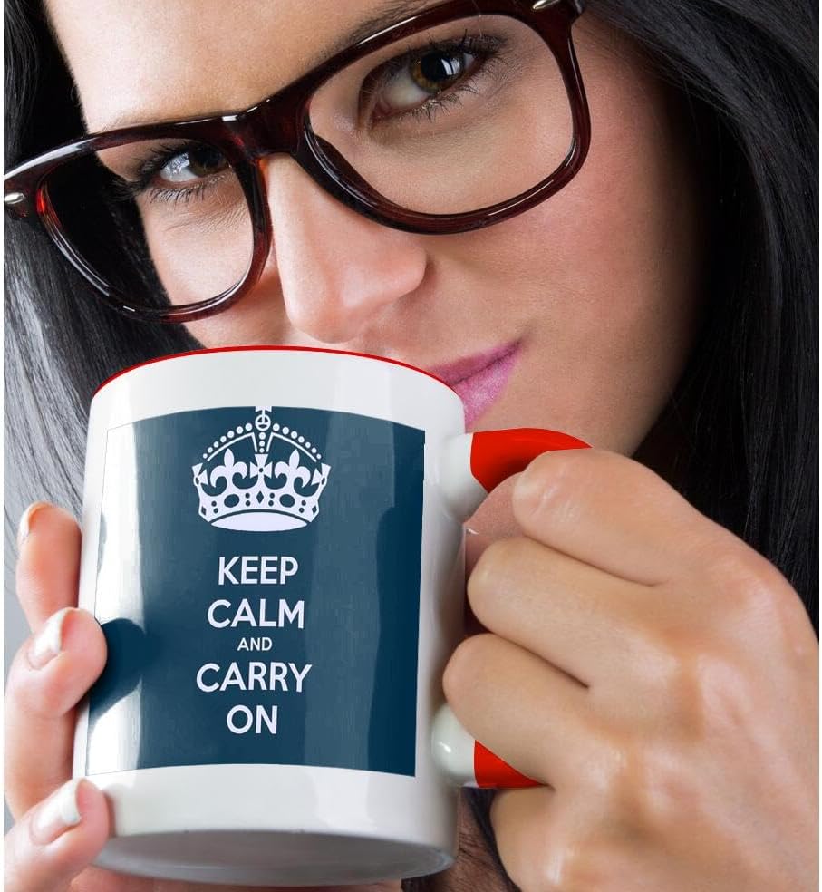 3dRose EvaDane – Citas divertidas – Mantén la calma y sigue adelante. Navy. – Tazas (mug_123114_5)