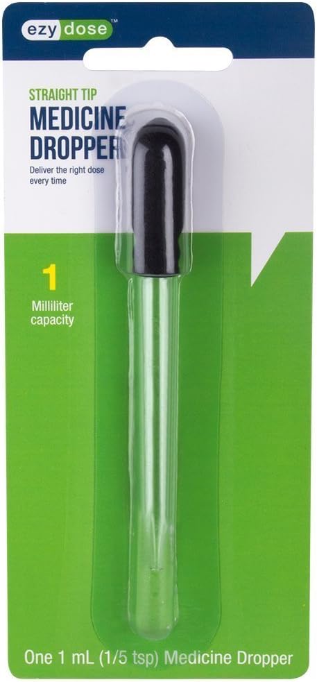 EZY DOSE Gotero de medicina para oídos y ojos, para medicina líquida, capacidad de 0.0 fl oz, vidrio, negro, fabricado en los Estados Unidos