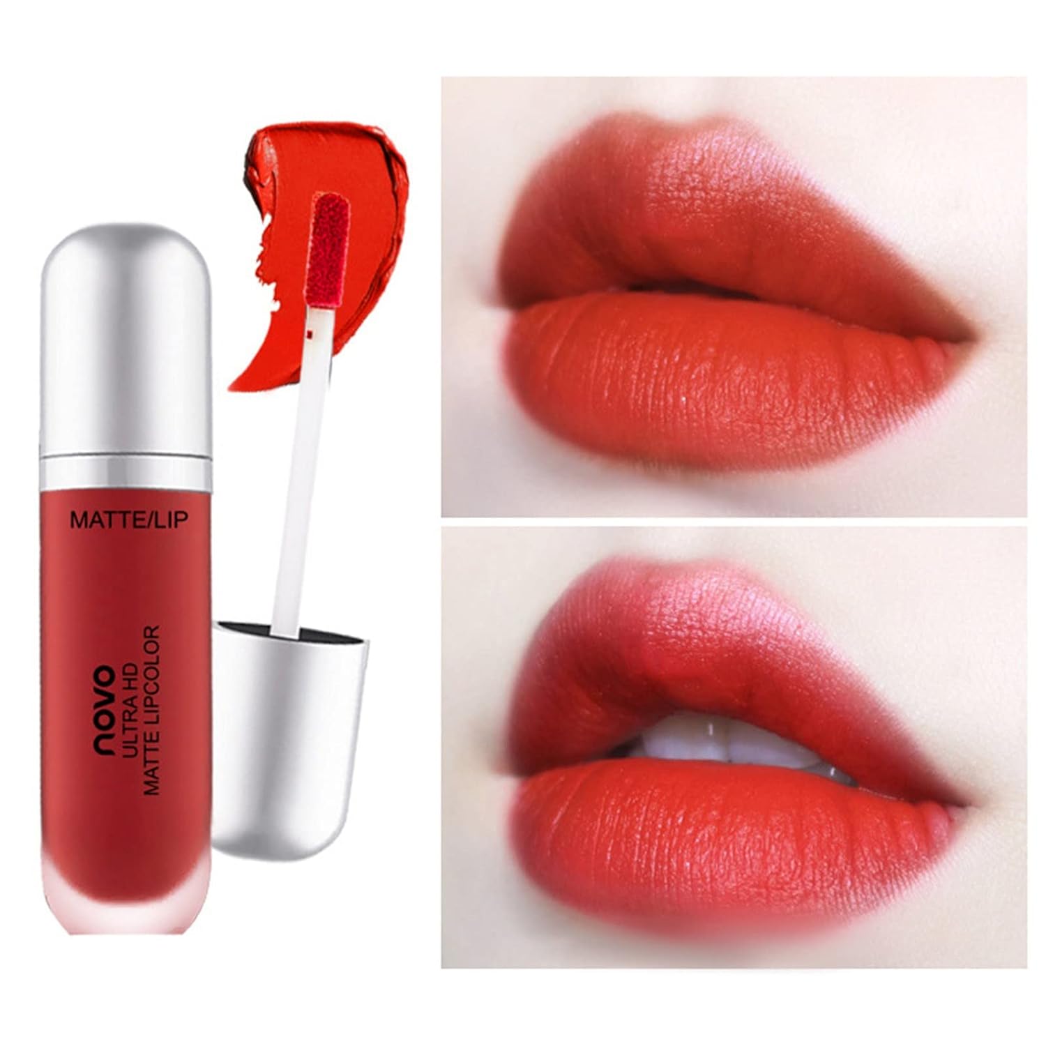 HMDABD Lápiz labial líquido de larga duración, brillo de labios, brillo de labios, juego de maquillaje para mujeres, color rojo oscuro profundo,