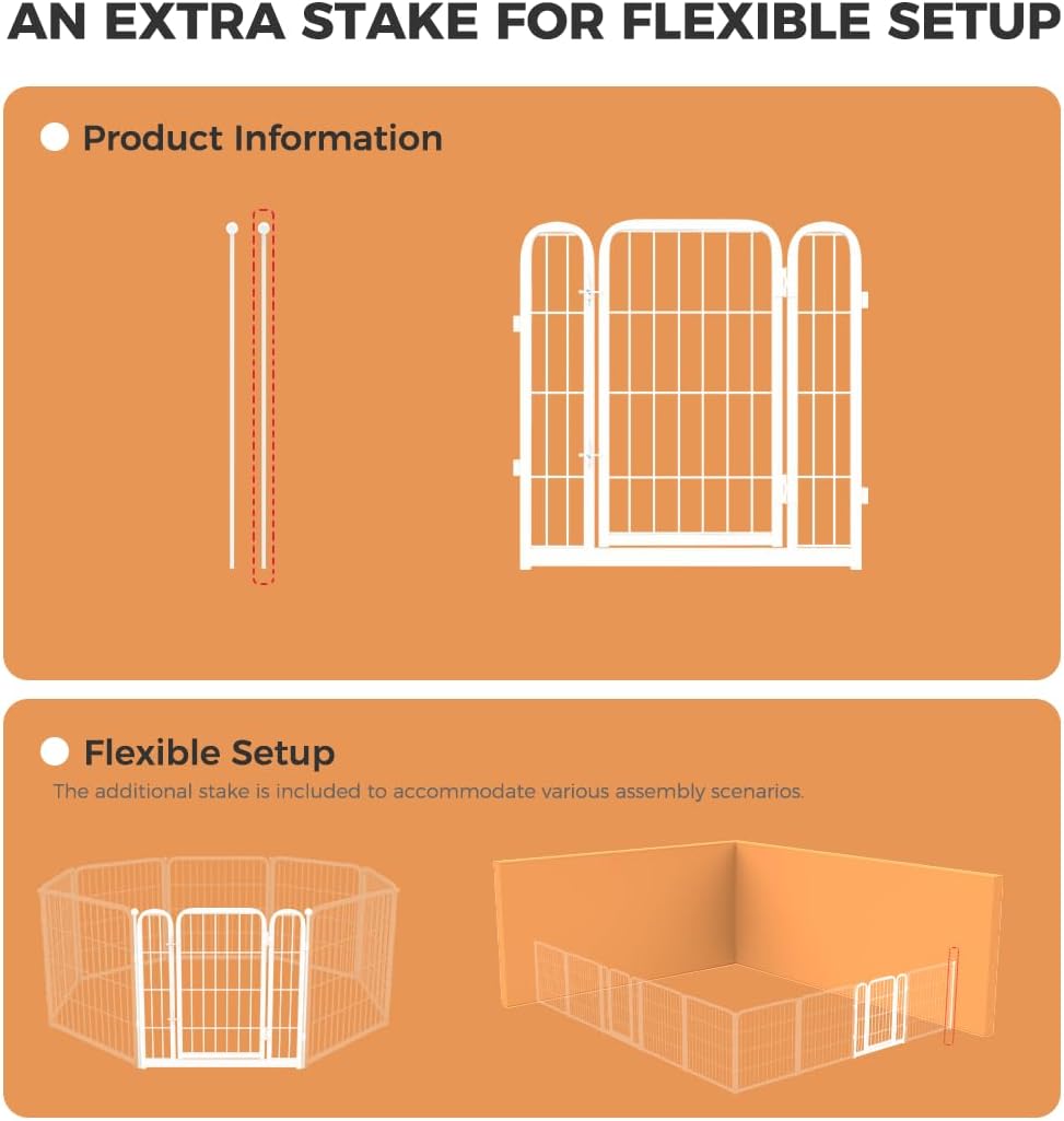 FXW Homeplus – Corralito para perros diseñado para uso en interiores, 1 puerta adicional, 24 pulgadas de altura para cachorros y perros pequeños,