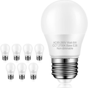 Paquete de 8 bombillas para ventilador de techo, equivalente a 60 vatios, blanco cálido 2700 K, base media E26, bombillas LED A15, bombilla LED Paquete de 8 bombillas para ventilador de techo, equivalente a 60 vatios, blanco cálido 2700 K, base media E26, bombillas LED A15, bombilla LED