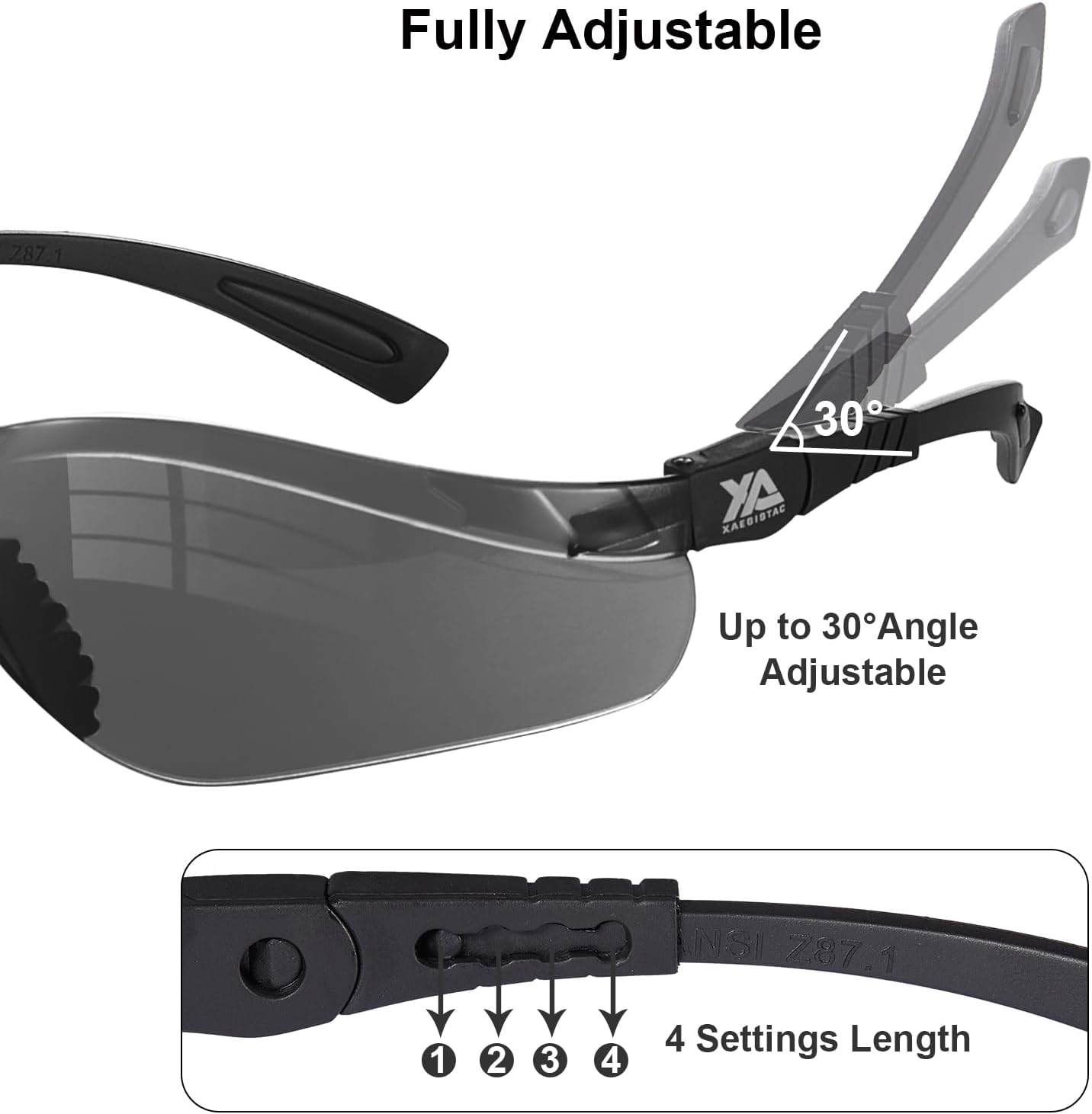 xaegistac Shooting Glasses Anti-fog Shooting Range Eye Protection, Adjustable Safety Glasses with Zipper Hard Case