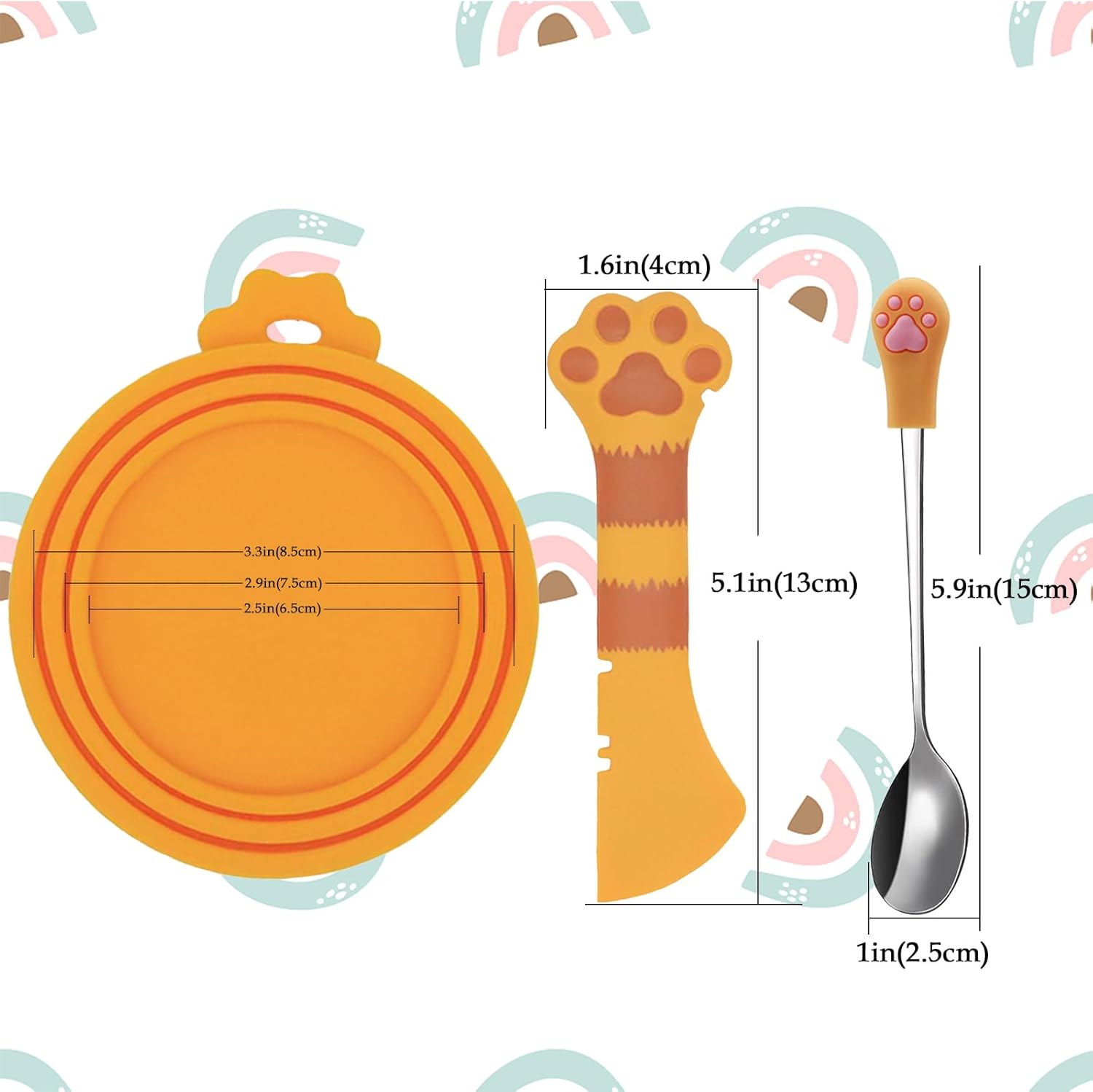 Cucharas y tapas de latas de comida para gatos  4 piezas  Abrelatas multifunción  Cubiertas de silicona para latas de alimentos para mascotas