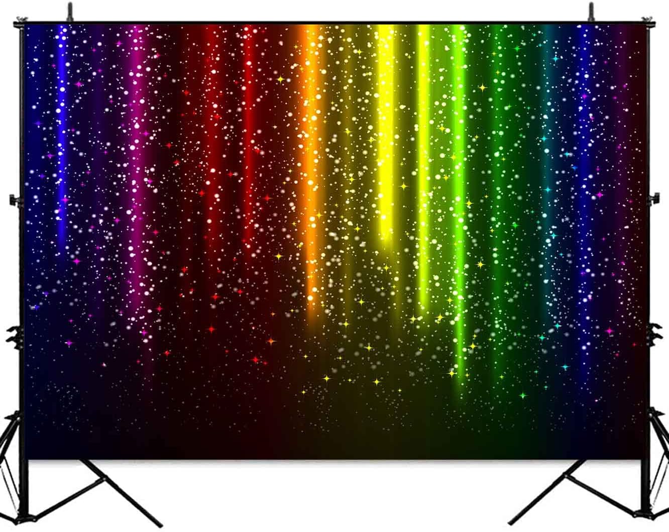 Sensfun Let’s Glow – Telón de fondo para fotografía de fiesta que brilla en la oscuridad, música danza, discoteca, arco iris, neón, salpicadura, mes