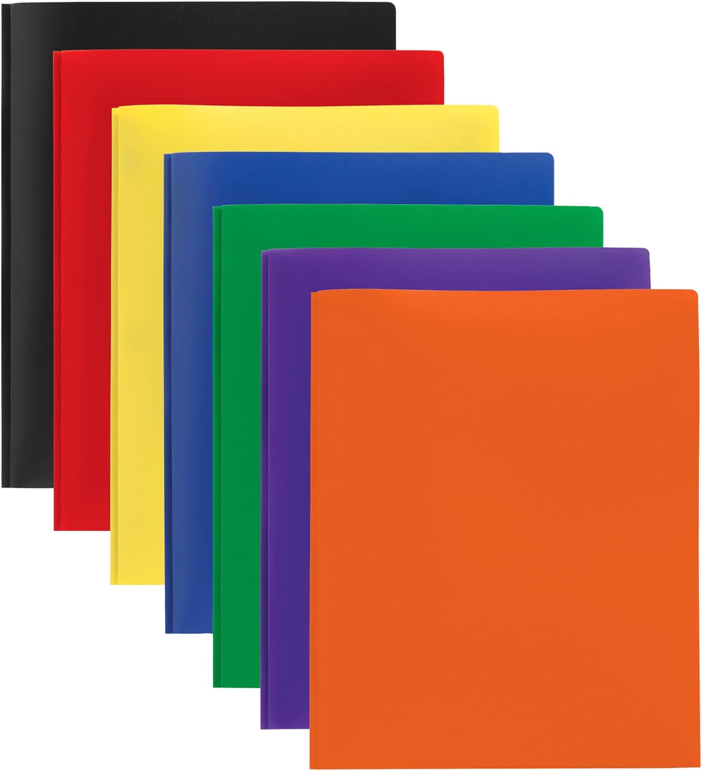 Office Depot Carpetas de polietileno de grado escolar de 2 bolsillos con puntas, 8-12 x 11 pulgadas, colores surtidos, paquete de 48
