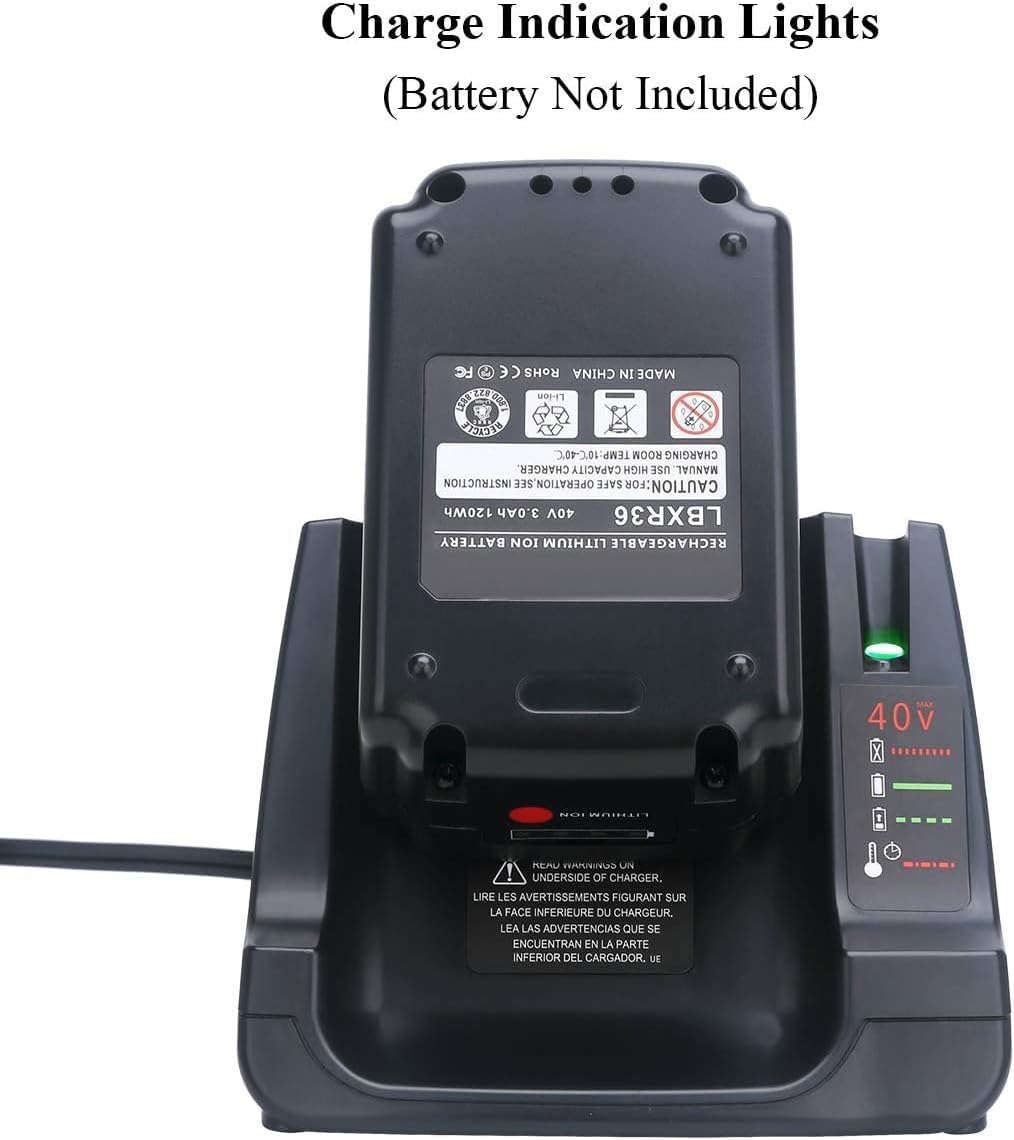 Cargador rápido de 40 V MAX para Black+Decker LCS36 LCS40, compatible con Black & Decker 36V 40V Max Batería de iones de litio LBXR36 LBX36 LBXR2036