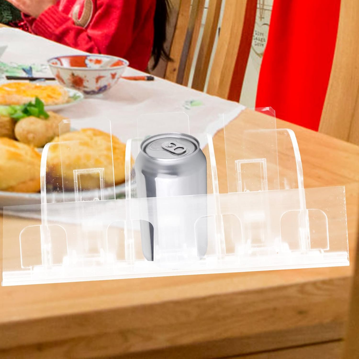 Zerodeko Dispensador de bebidas para nevera 3 unids Organizador de latas de soda autoempujante para refrigerador Empujador de bebidas ajustable