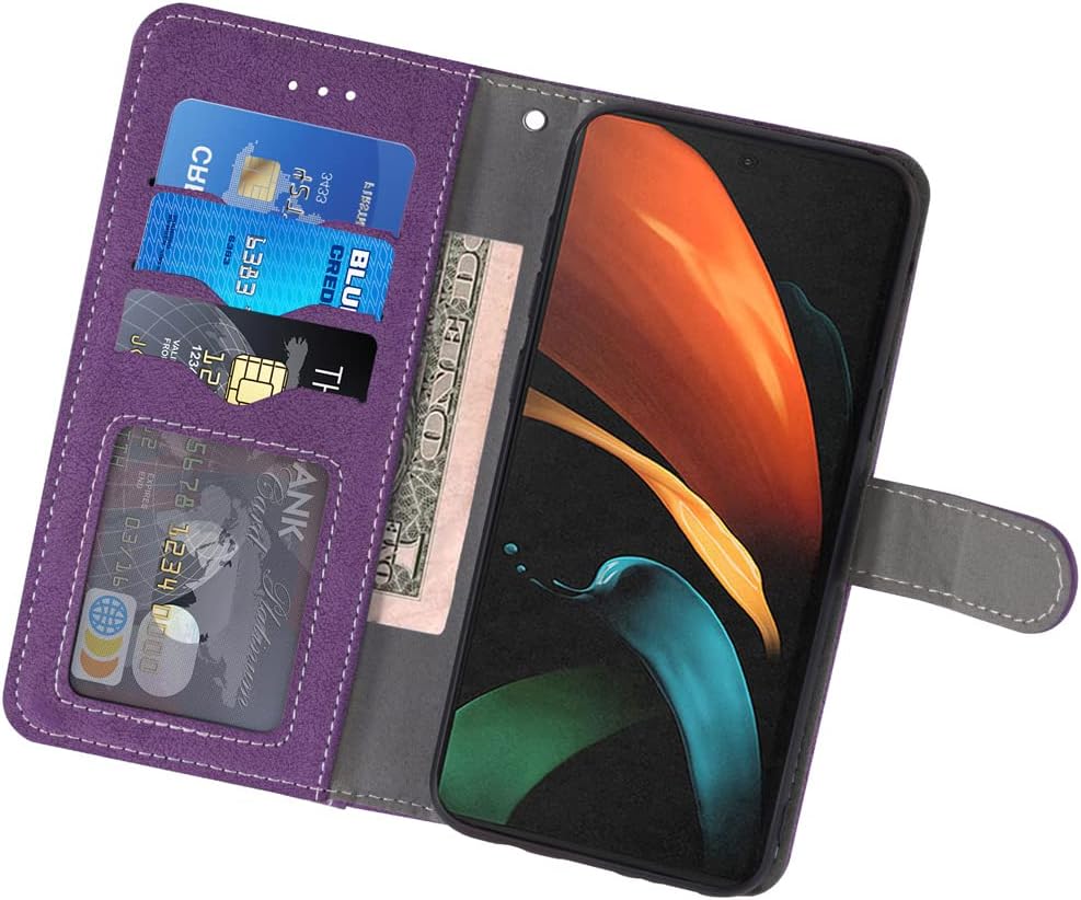 Asuwish Compatible con Samsung Galaxy Z Fold 3 5G 2021 Funda tipo cartera y correa para la muñeca, soporte para tarjetas de crédito, soporte a