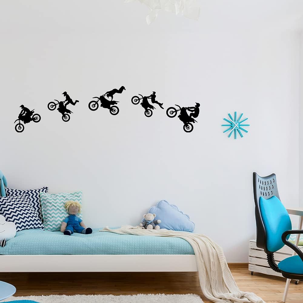 LZYMSZ Calcomanía de pared para bicicleta, 62.9 x 15.7 pulgadas, vinilo para ciclismo de montaña, mural de silueta de bicicleta de deportes extremos