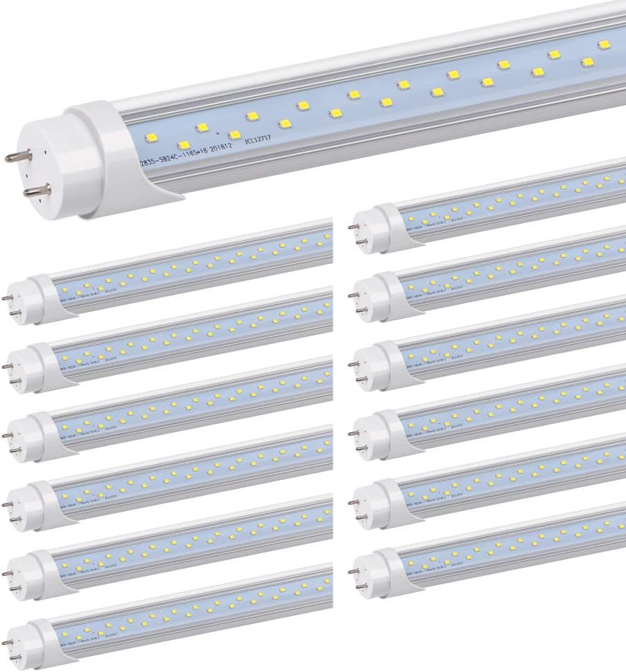 Kihung (12 paquetes de bombillas LED T8 de 4 pies, bombillas tipo B, 24 W, 3120 lúmenes, 6000 K, bombillas fluorescentes blancas de luz diurna de 48