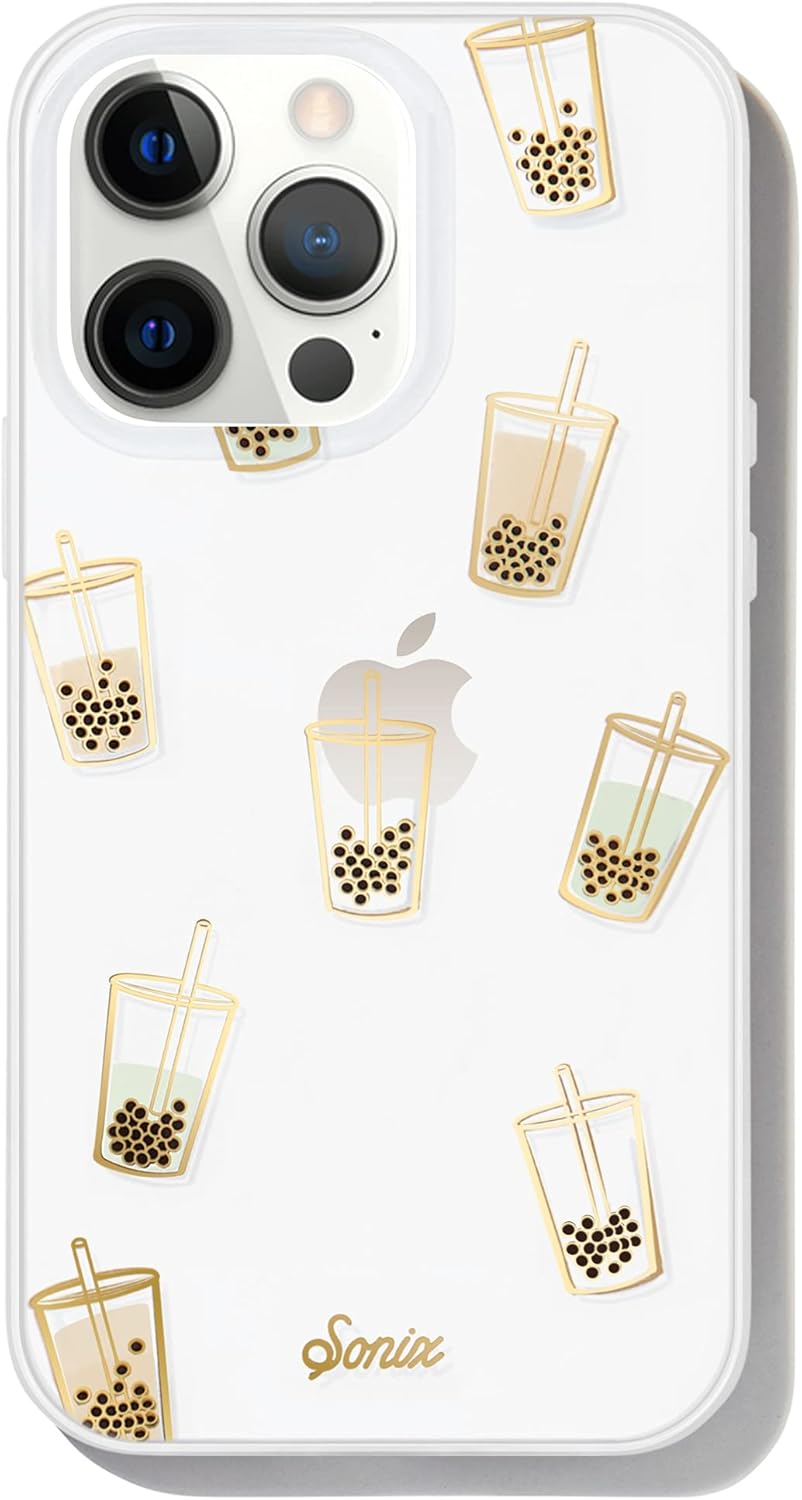Sonix – Funda con té de perlas para iPhone 13 Pro probada en caídas de 10pies, Funda protectora transparente bonita con té con burbujas para Apple