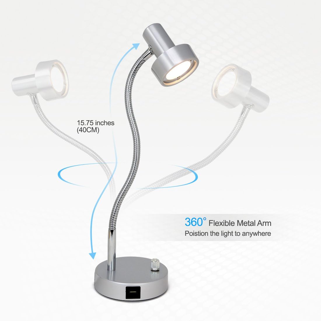 O’Bright Lámpara de escritorio LED regulable con puerto de carga USB (5V2A), LED de atenuación de rango completo, lámpara de mesa con cargador USB,