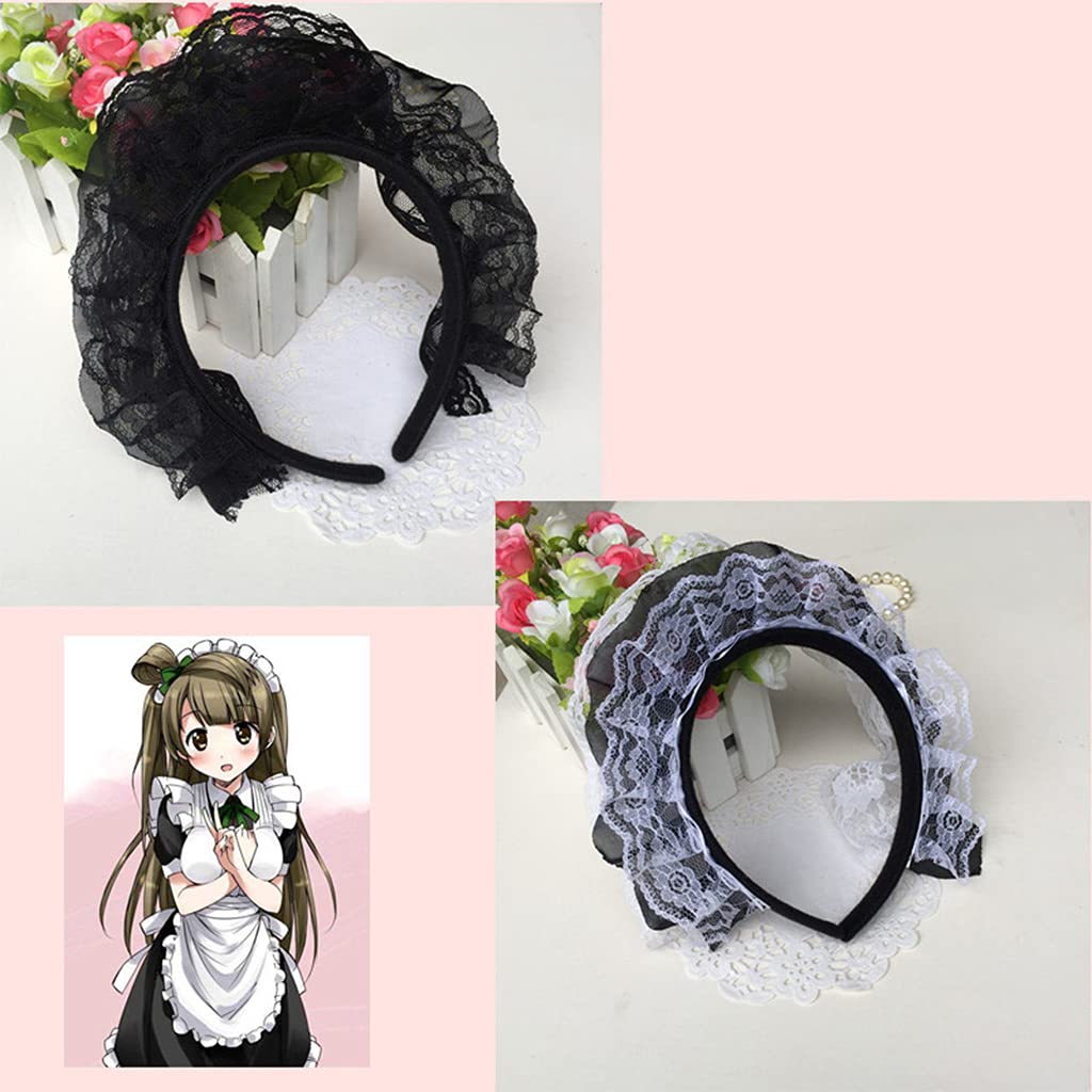 Lolita – Diadema de encaje con volantes y encaje multicapa, diadema de encaje de malla, tocado dulce de criada, accesorios para el cabello