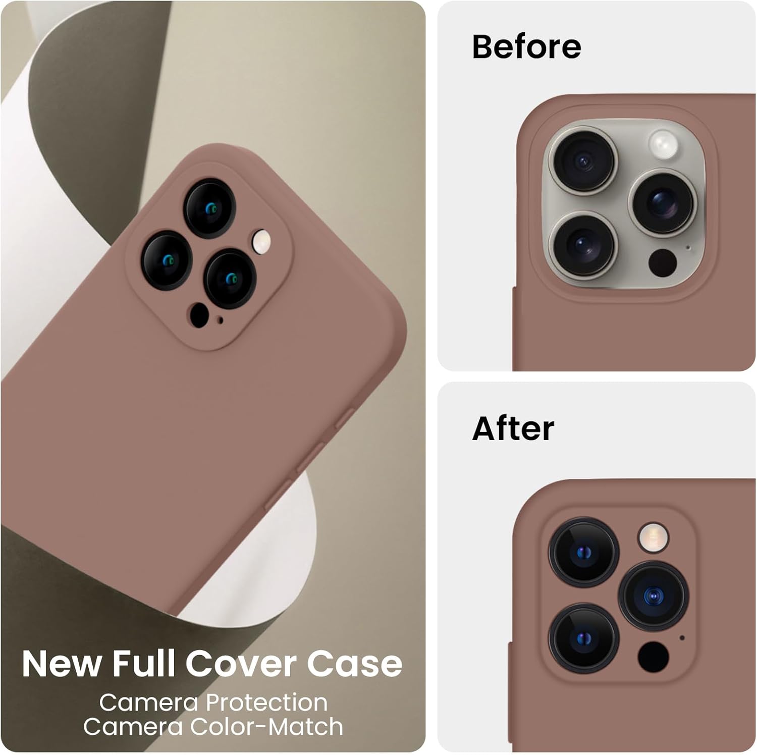 FireNova Funda diseñada para iPhone 15 Pro Max, funda de silicona mejorada protección de cámara para iPhone 15 ProMax con 2 protectores de pantalla,
