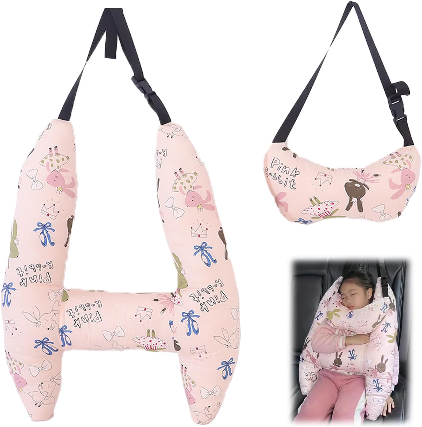 Almohadas de viaje para niños, almohada de automóvil para adultos y niños, almohada de viaje en forma de H para ayudar a mejorar la comodidad del