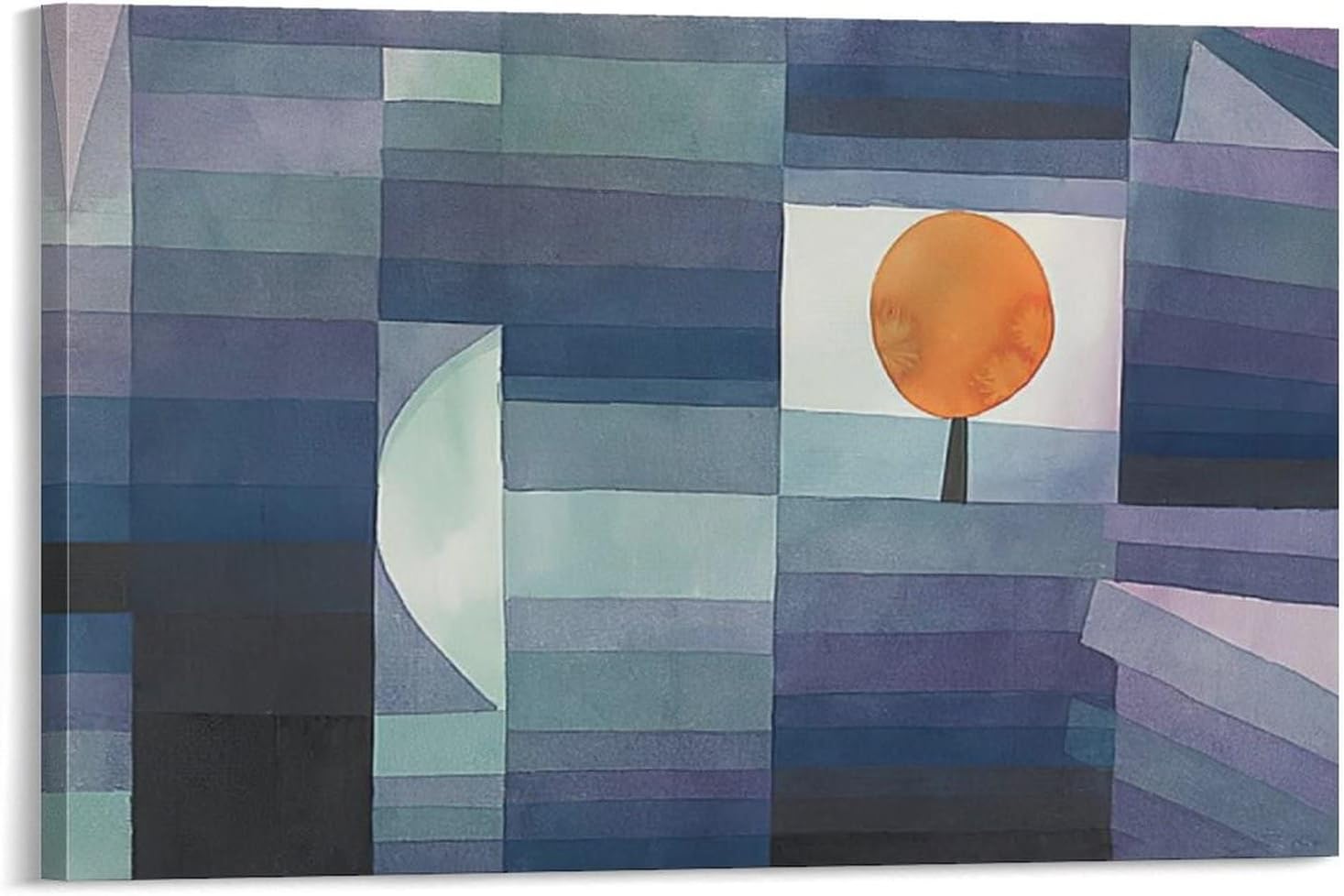 Paul Klee – Der Bote Des Herbstes (gruenviolette Stufung Mit Orange Akzent) 1922 Poster Decorative Painting Canvas Wall Art Living Room Posters