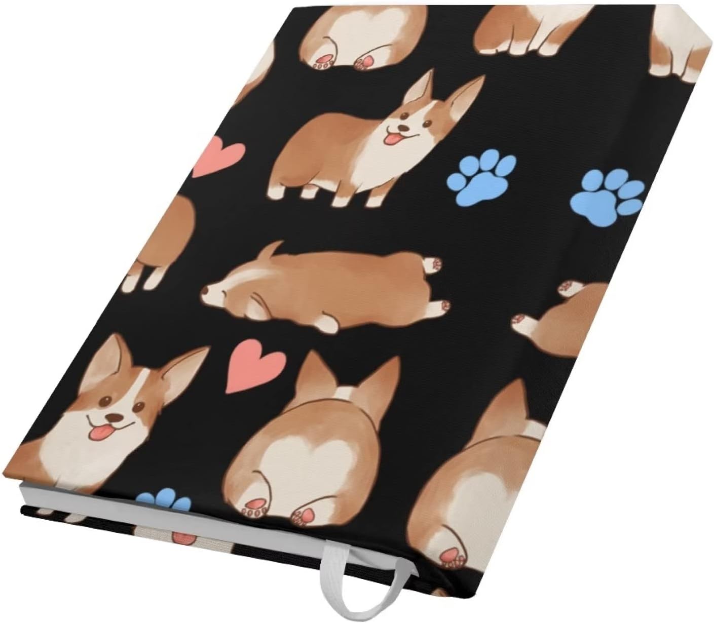 FOR U DESIGNS Lindas fundas para libros de perro Corgi, fundas elásticas para libros de texto, fundas de libros duros, diseño reutilizable, fundas