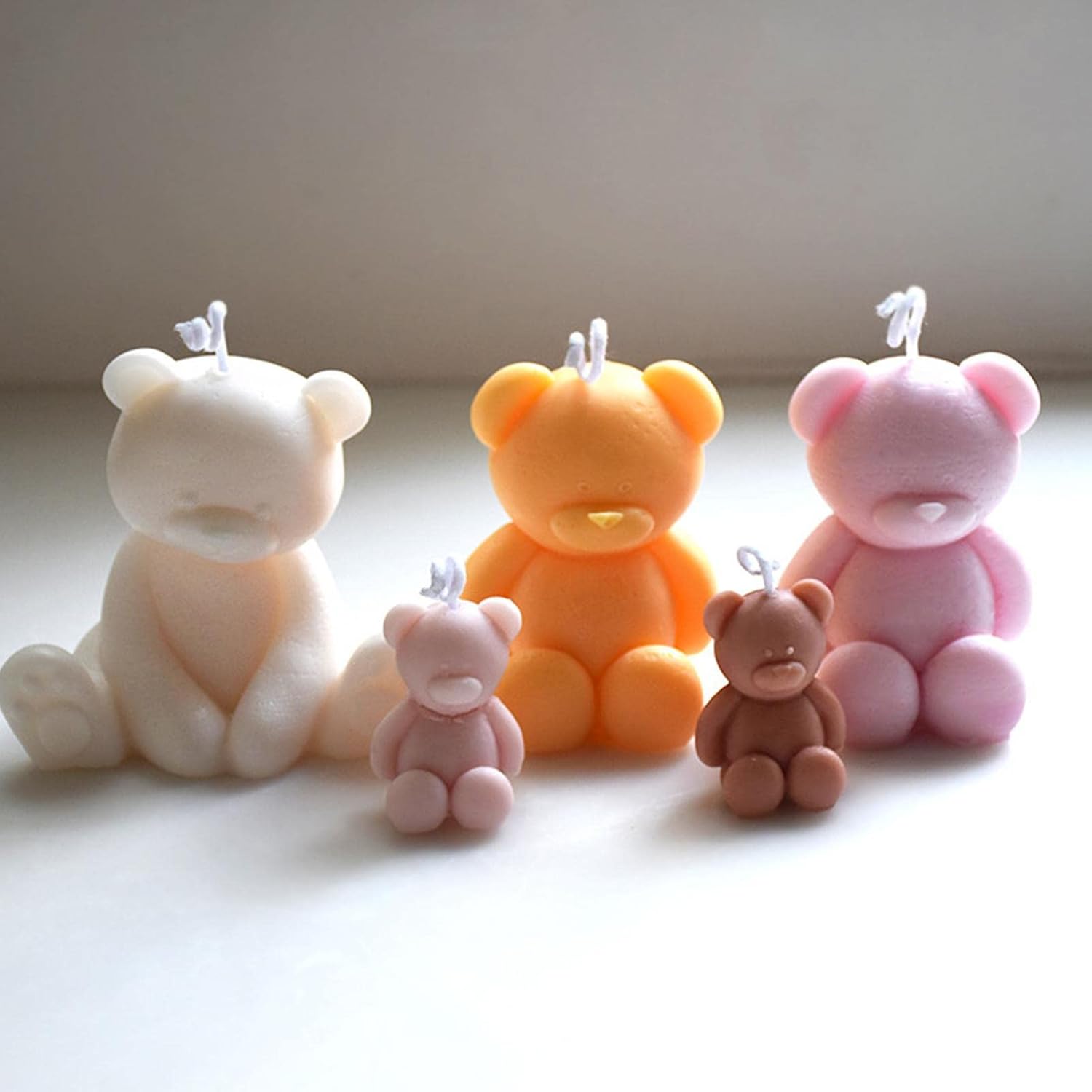 Moldes de silicona de oso 3D, 13 piezas de moldes de vela de resina de animales lindos, moldes de fundición de resina epoxi de oso de dibujos