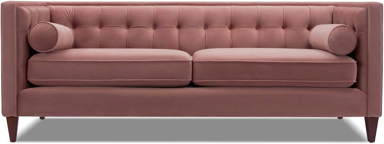 Jennifer Taylor Home Kinsley – Moderno sofá copetudo de esmoquin de 84 pulgadas, terciopelo rosa ceniza