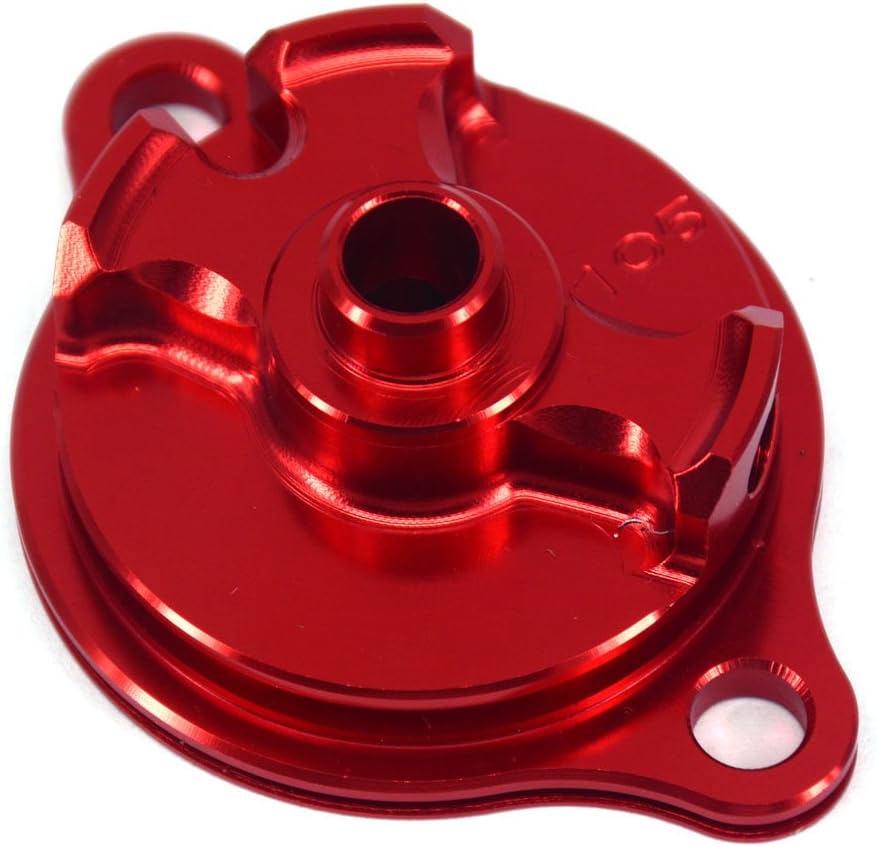 JFG RACING Tapa de filtro de aceite para motocicleta para CRF250R 2004-2009, CRF250X 2004-2017 Dirt Bike, rojo