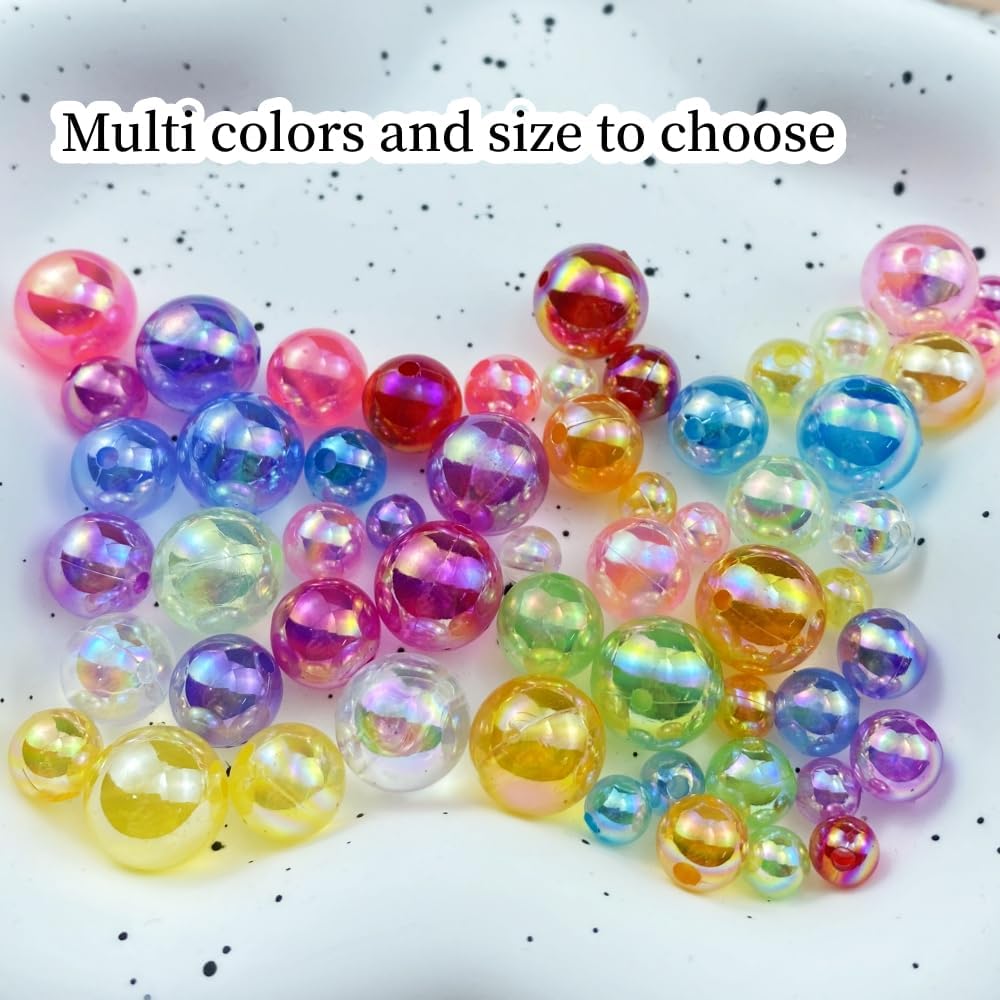 200 cuentas redondas acrílicas de 0.394 pulgadas de colores AB, cuentas espaciadoras redondas con agujeros para aretes, pulseras, collares,