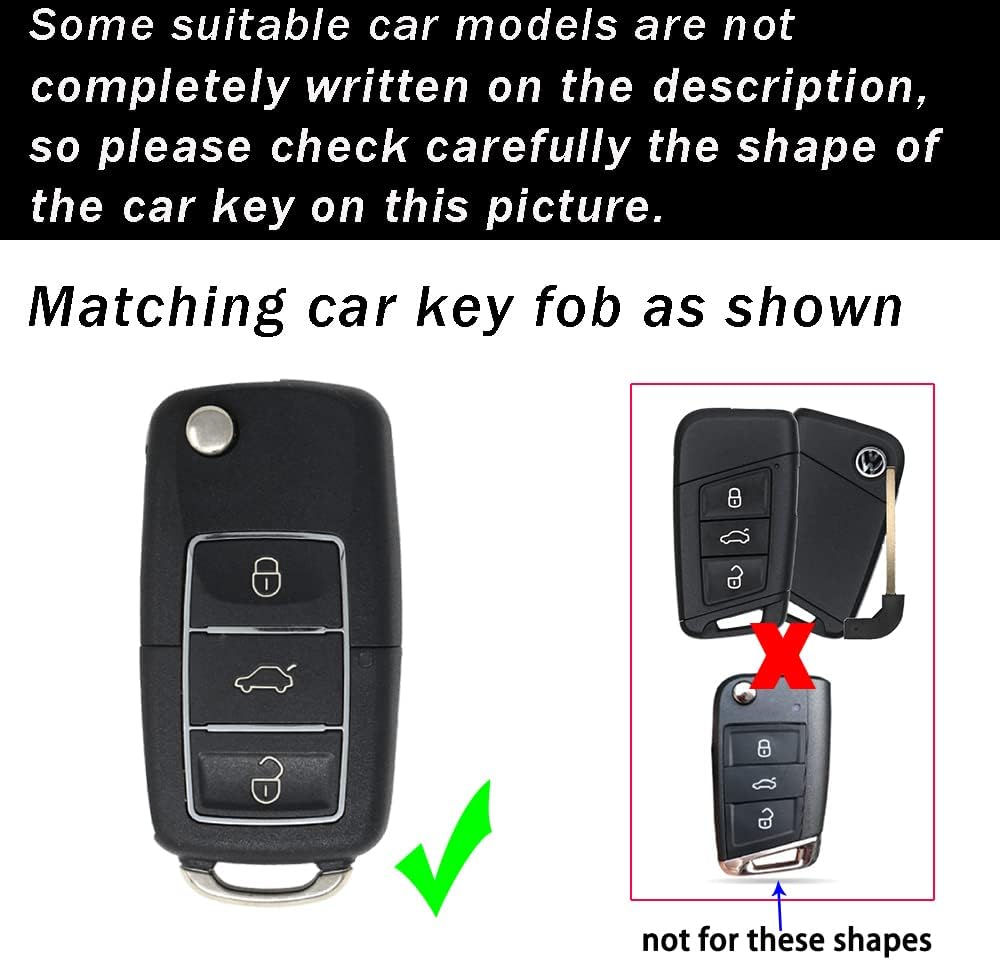 ontto Funda para llavero VW, diseño de carbono, antiarañazos, compatible con Volkswagen Jetta Golf Polo MK6 Passat Tiguan Beetle, color negro