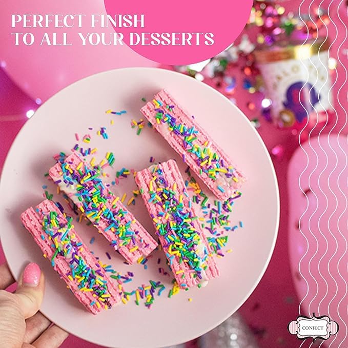 Gránulos de Confect para decoración de pasteles y cupcakes, paquete surtido de 5 gránulos de color rosa carmesí de San Valentín, mezcla de grageas,