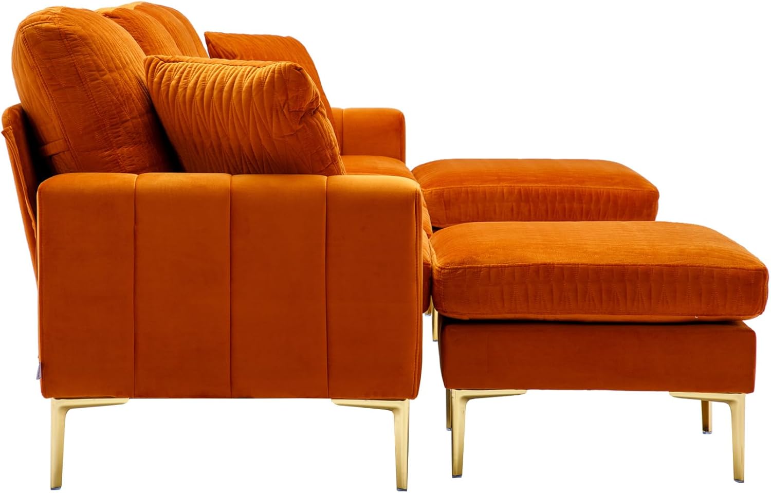 Sofá modular en forma de U de 113 pulgadas, sofá modular de terciopelo con dos otomanas y funda extraíble, sofá de asiento profundo de 4 plazas para