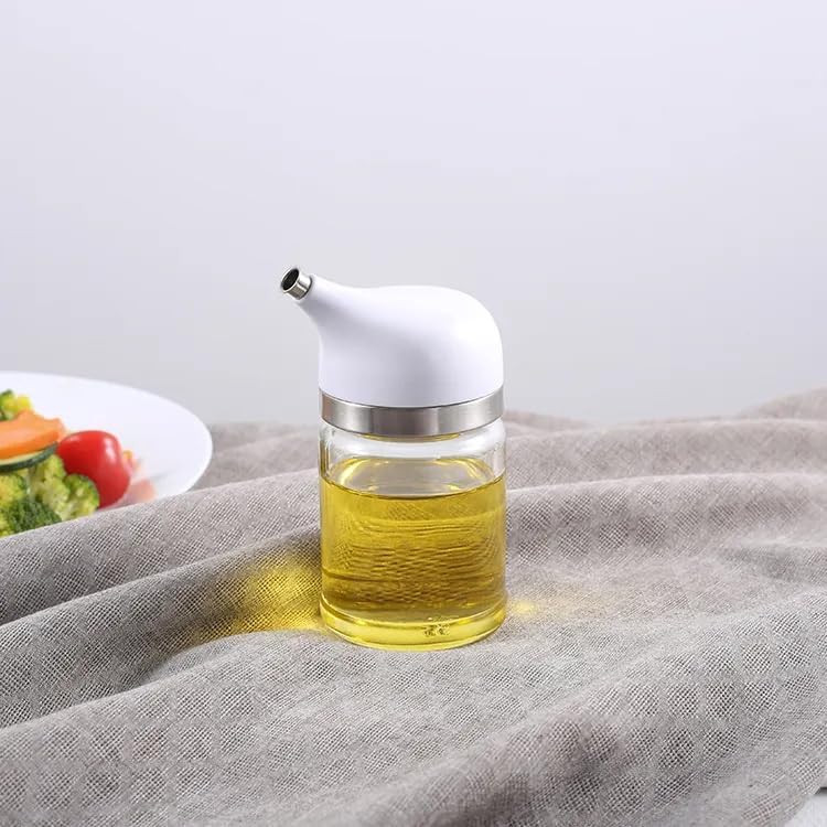 Botella dispensadora de aceite, dispensador de aceite de vidrio de 3.4 fl oz industrial con infusor para cocina (BLANCO)