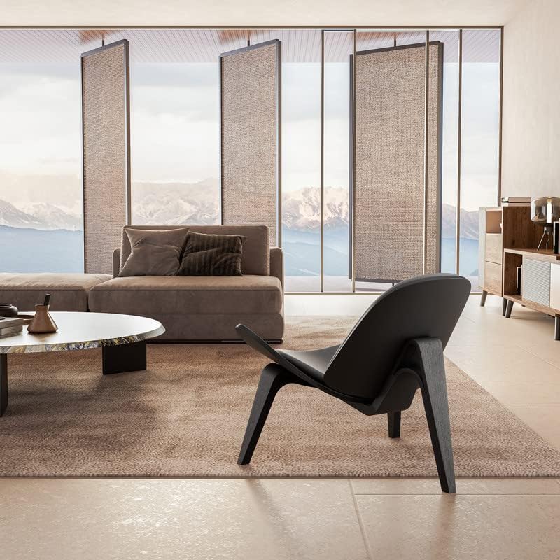 Silla de salón moderna de mediados de siglo, piel sintética, muebles escandinavos, trípode de madera contrachapada, diseño clásico, sillas