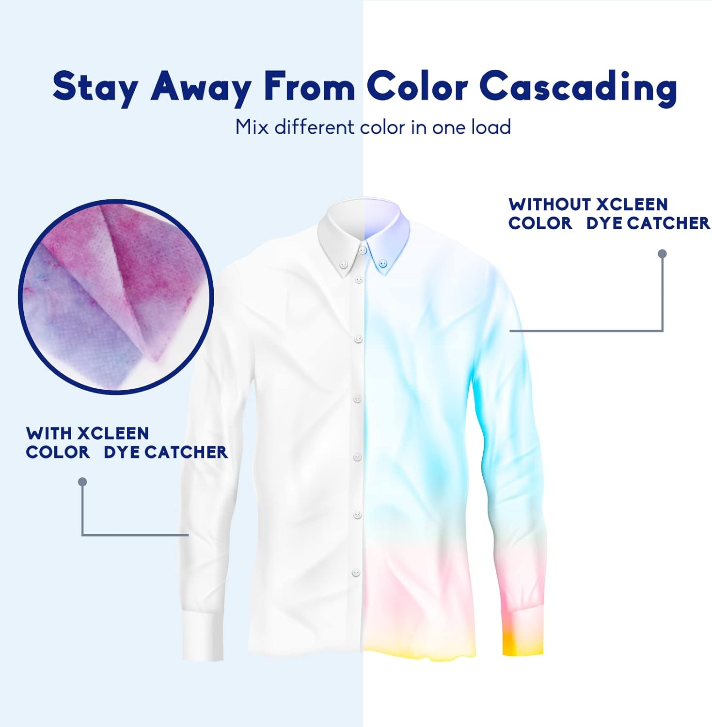 Xcleen 180 hojas de atrapamiento de tinte de color para lavandería, sin fragancia, evita que la ropa se manche, hojas de captura de color para el