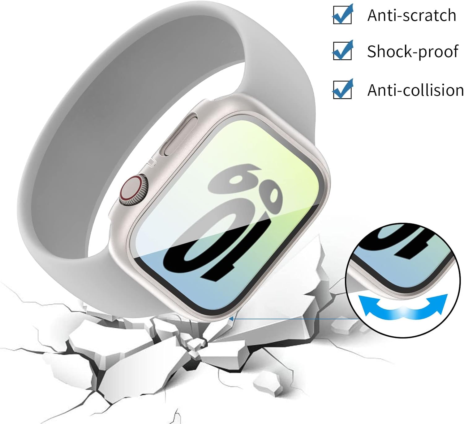 Paquete de 4 unidades COMMUTER para Apple Watch SE (2 generación)SE654 Protector de pantalla de 1.57 pulgadas, cubierta ultrafina de policarbonato