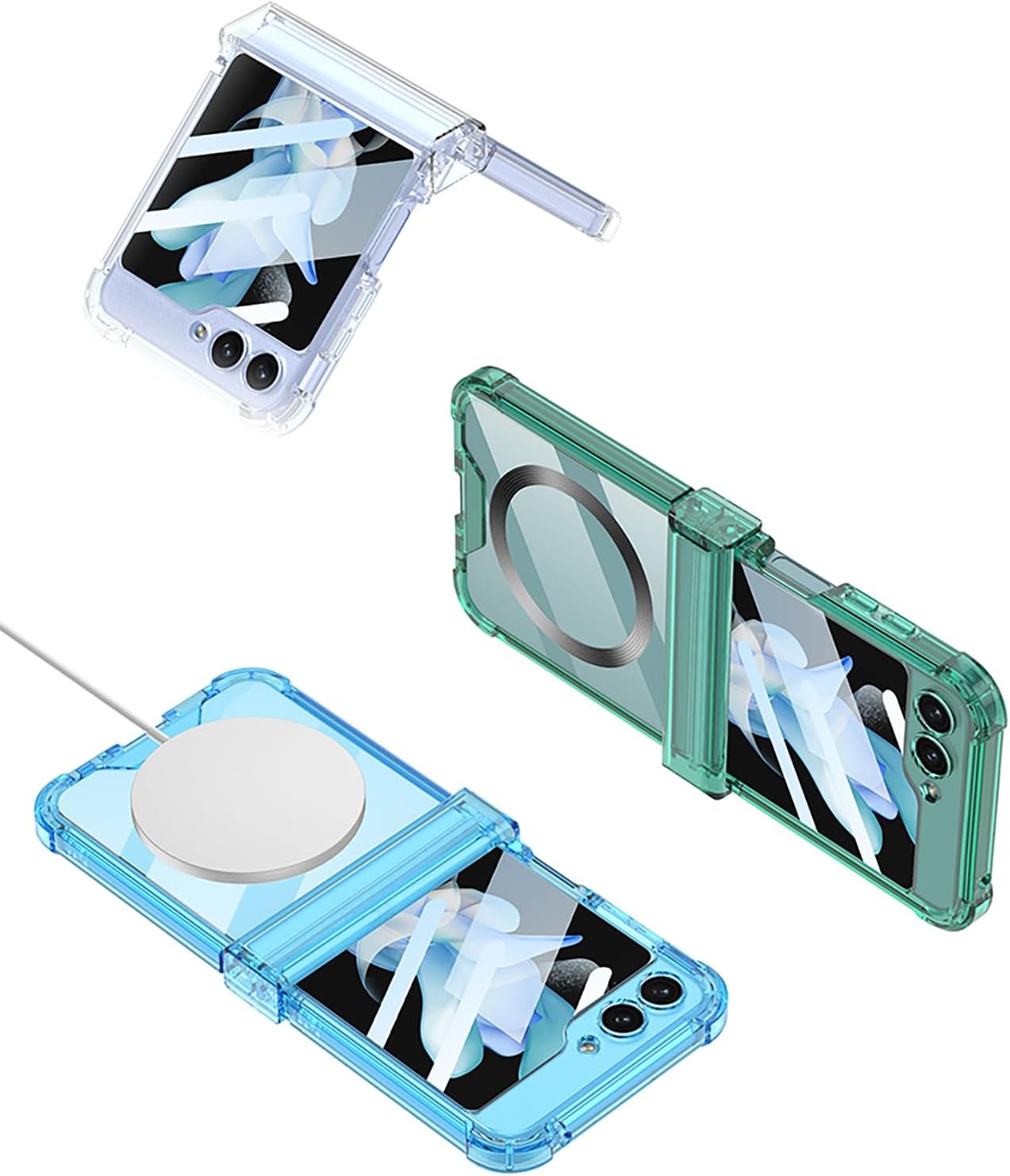 Funda magnética integrada con protector de pantalla para Samsung Galaxy Z Flip 5 4, compatible con MagSafe, protección de bisagra completa, cubierta