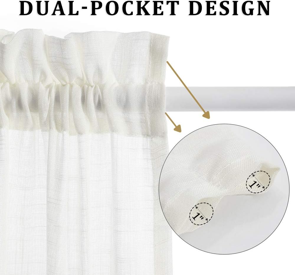 MIULEE – Cortinas de ventana de puerta con textura de lino semitransparente para puertas francesas