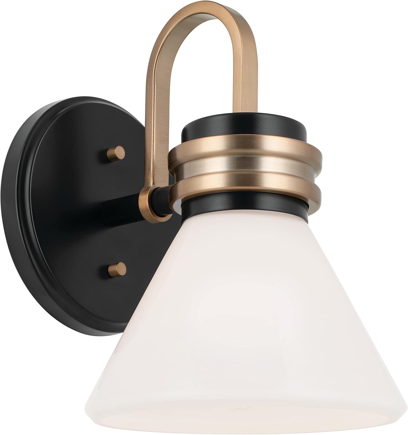 Kichler Farum – Aplique de pared con 1 luz de 9.5 pulgadas con cristal de ópalo en negro con bronce champán