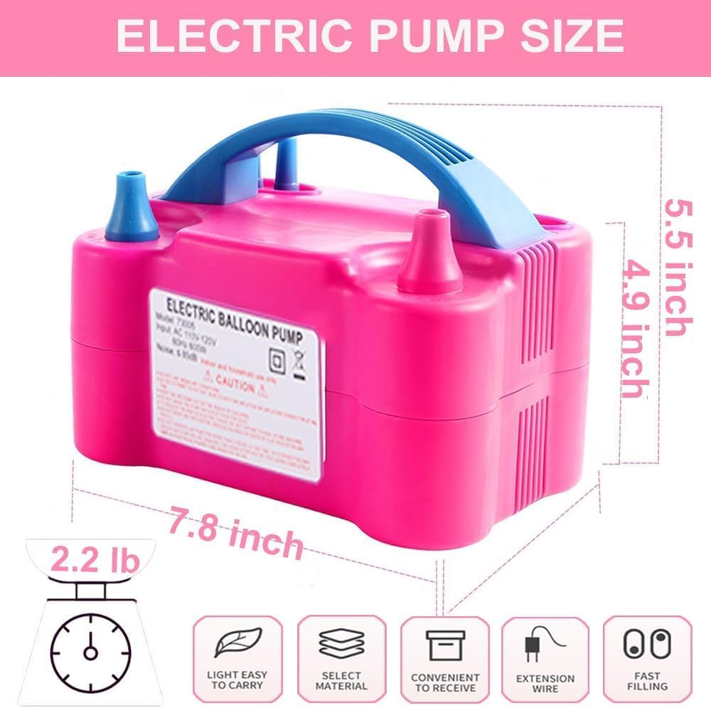 Bomba eléctrica de globo de aire, portátil de 110 V 600 W, doble boquilla, inflador eléctrico para decoración de fiestas con globos, herramienta de