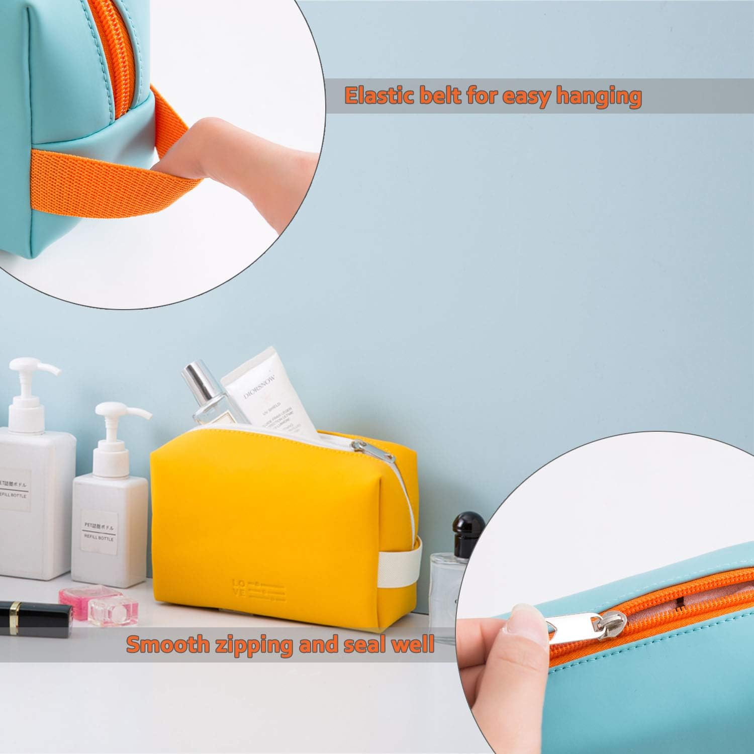 Bolsa de maquillaje compacta, bolsa de almacenamiento portátil, bolsa de cosméticos lavable, pequeños artículos de tocador de viaje para mujeres,