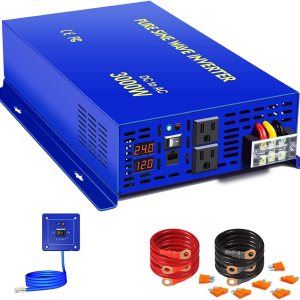 Inversor de corriente de onda sinusoidal pura de 3000 W – 24 V CC a CA 120 V 110 V con controlador de interruptor remoto de cable de 15 pies, Inversor de corriente de onda sinusoidal pura de 3000 W – 24 V CC a CA 120 V 110 V con controlador de interruptor remoto de cable de 15 pies,