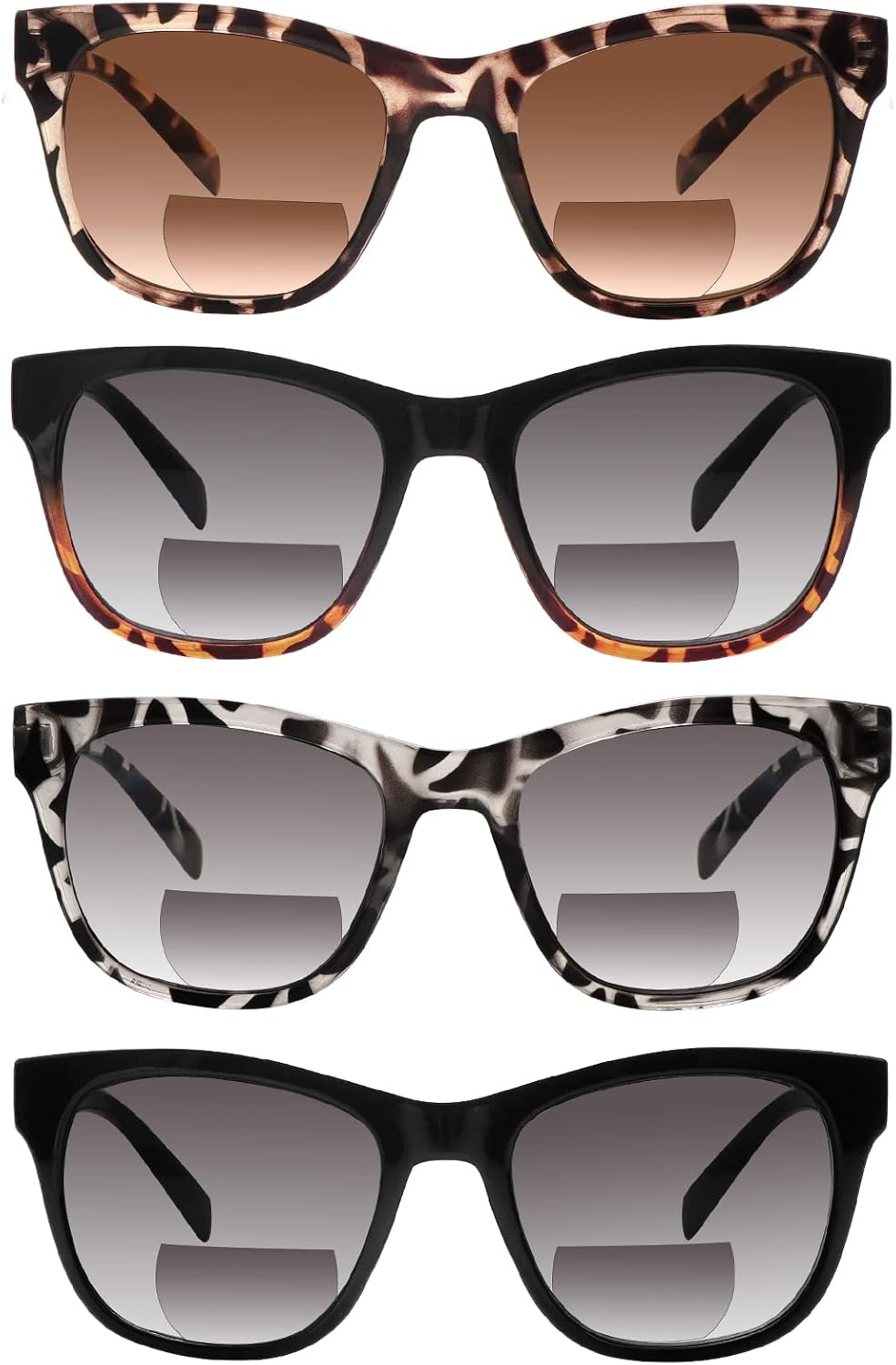 STASTEND 4 Pack Bifocal Reading Sunglasses for Women Men,UV400 Sun Readers Glasses
