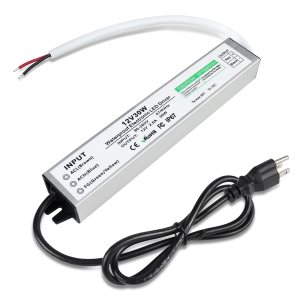 Fuente de alimentación LED de 12 V 30 W, controlador LED IP67 impermeable, transformador LED con enchufe de 3.3 pies de cable para luz LED, proyecto Fuente de alimentación LED de 12 V 30 W, controlador LED IP67 impermeable, transformador LED con enchufe de 3.3 pies de cable para luz LED, proyecto