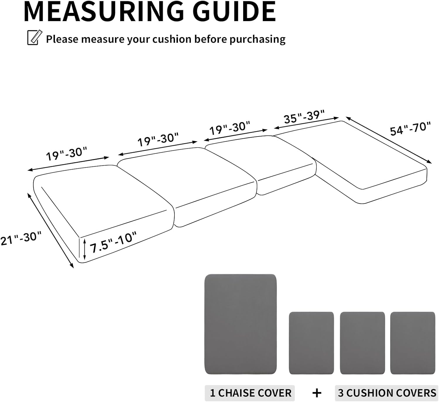 Easy-Going Fundas de cojín 100% impermeables de 4piezas para sofá, seccional izquierdo y derecho en forma de L, funda antideslizante para sofá,
