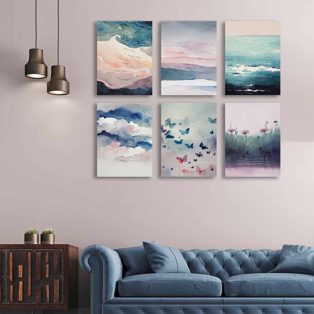 6 pósteres de salud mental, arte de pared para terapia de ansiedad, motivacional, decoración de oficina para citas positivas, lienzo inspirador para