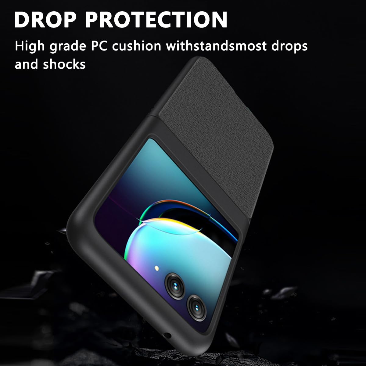Funda para Motorola Razr Plus 2023, funda para teléfono Motorola Razr+, parte trasera de piel sintética de lujo, protección a prueba de golpes,