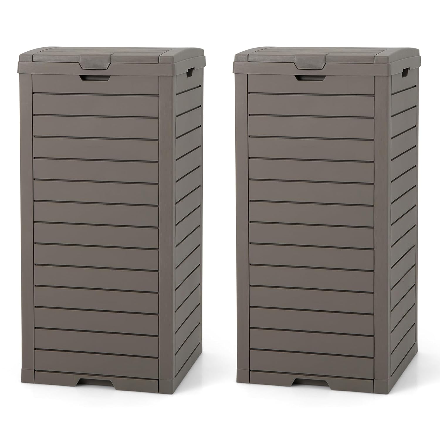 S AFSTAR Cubo de basura para exteriores de 31 galones, bote de basura impermeable con tapa y bandeja deslizable, cubo de basura grande de resina de