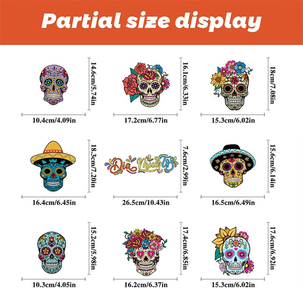 81 calcomanías para ventana del Día de los Muertos, Día de los Muertos, calcomanías mexicanas de Halloween para ventana, calavera de azúcar,