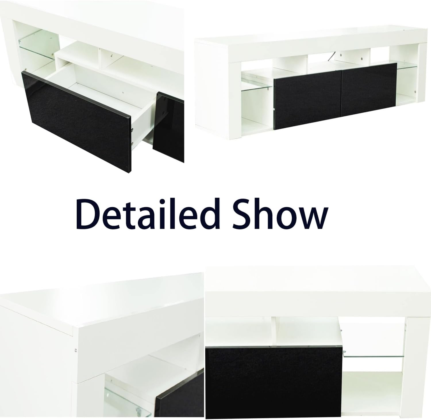 HXCQYGL Soporte flotante para TV montado en la pared, con 2 cajones y 160 luces LED, centro de entretenimiento flotante, moderno soporte de